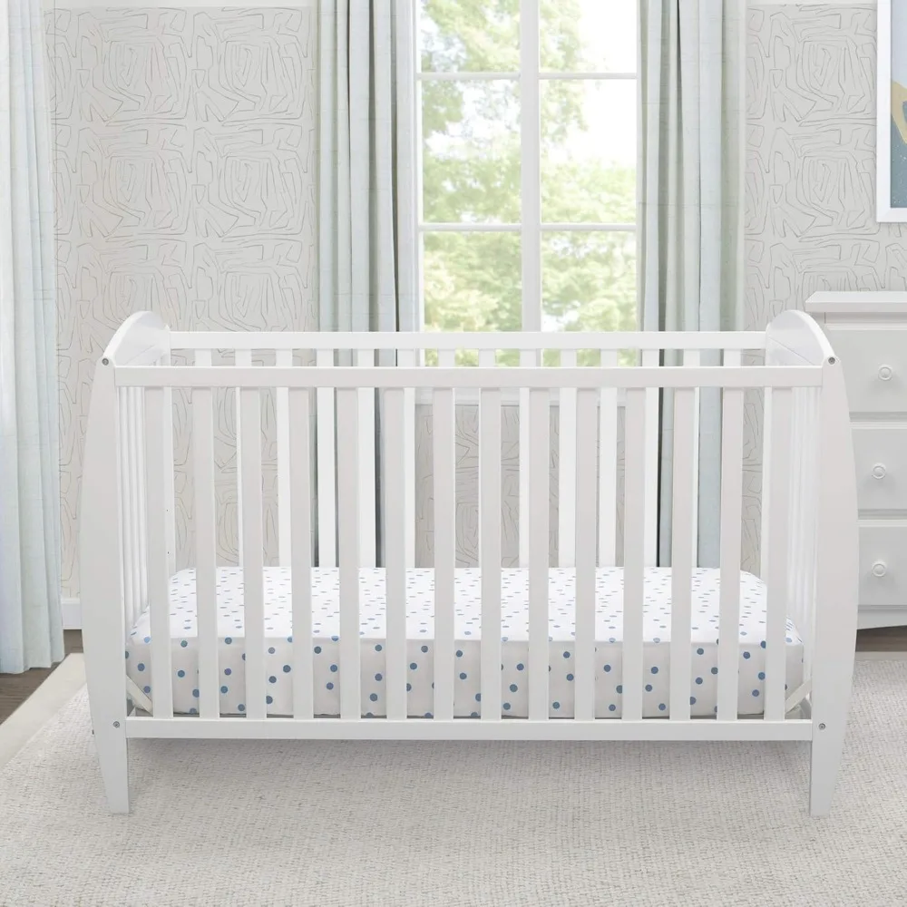 Taylor 4-in-1 Convertible Baby Crib, Easy to Assemble, Sustainable New Zealand Wood, JPMA Certified, White
