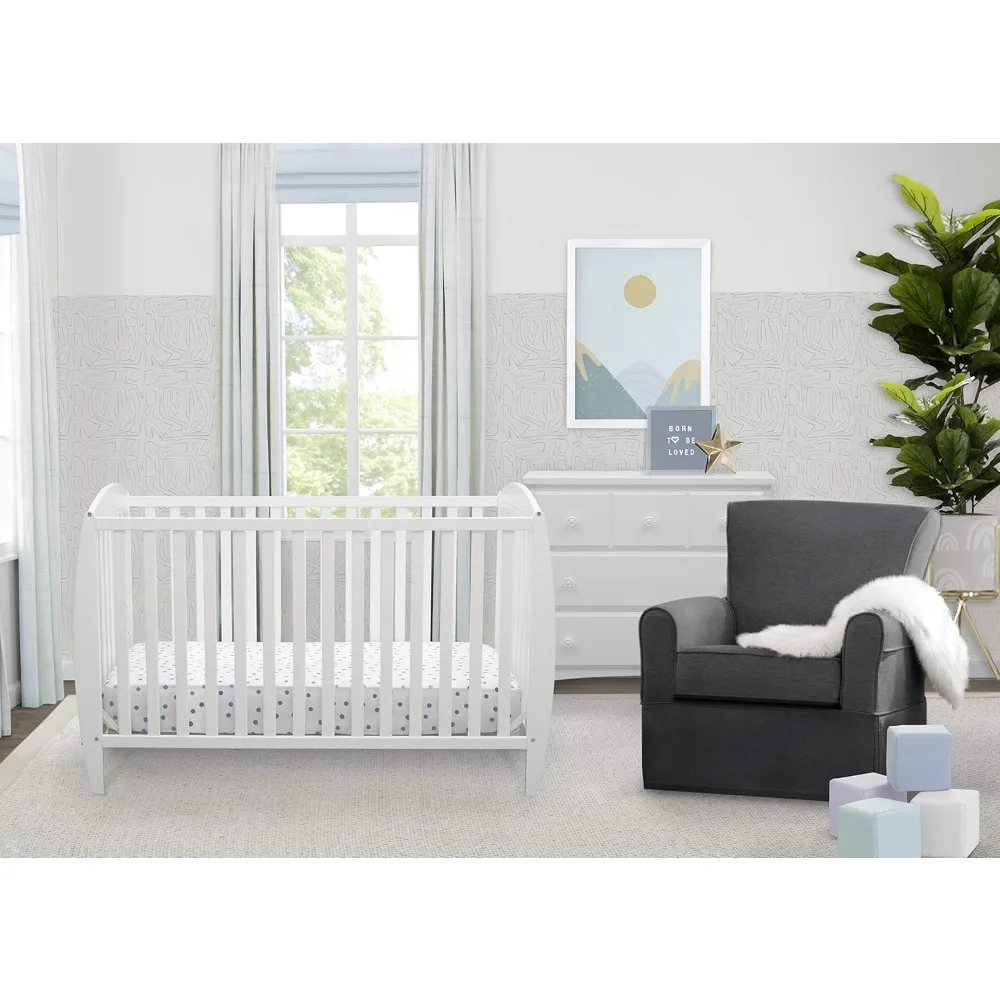 Taylor 4-in-1 Convertible Baby Crib, Easy to Assemble, Sustainable New Zealand Wood, JPMA Certified, White