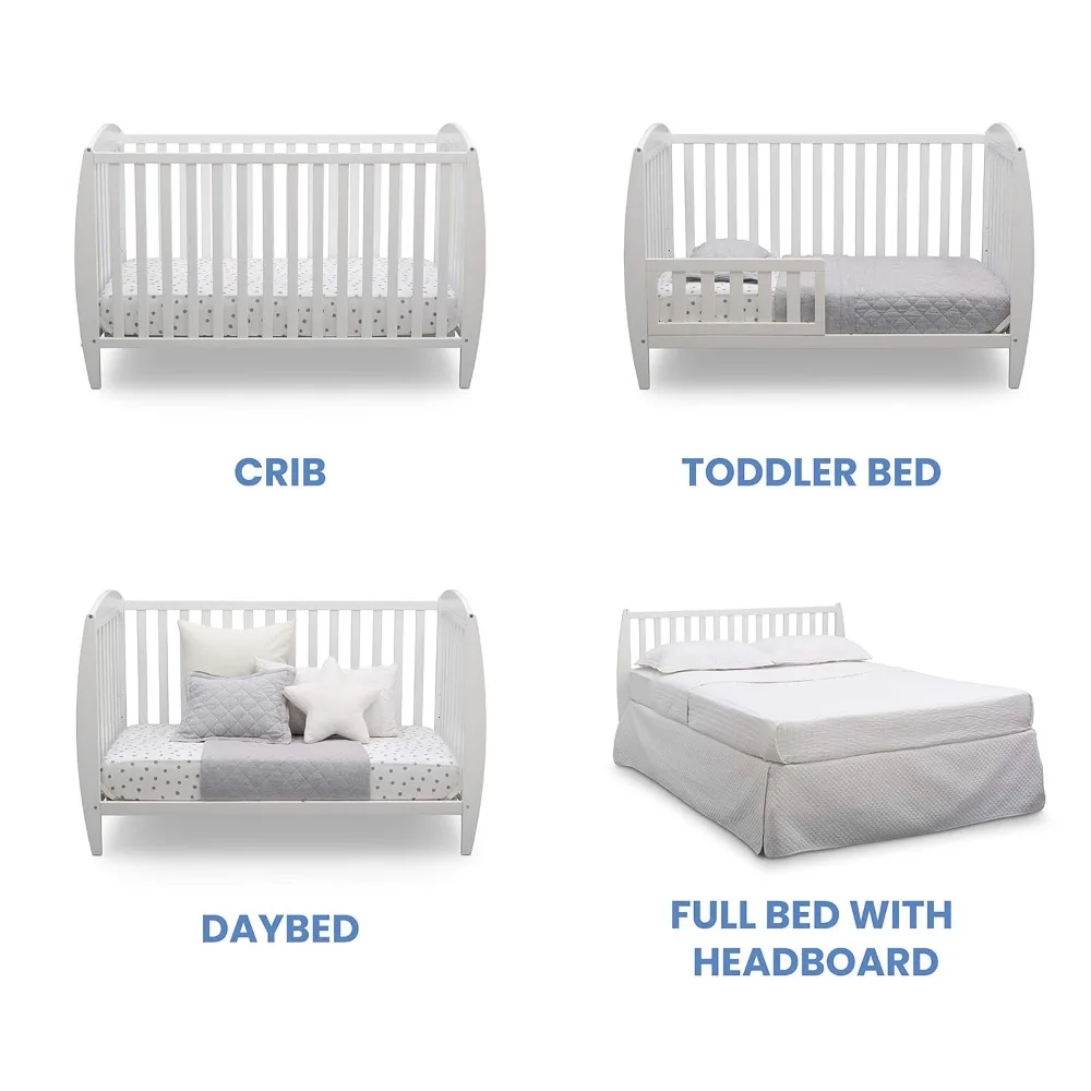 Taylor 4-in-1 Convertible Baby Crib, Easy to Assemble, Sustainable New Zealand Wood, JPMA Certified, White