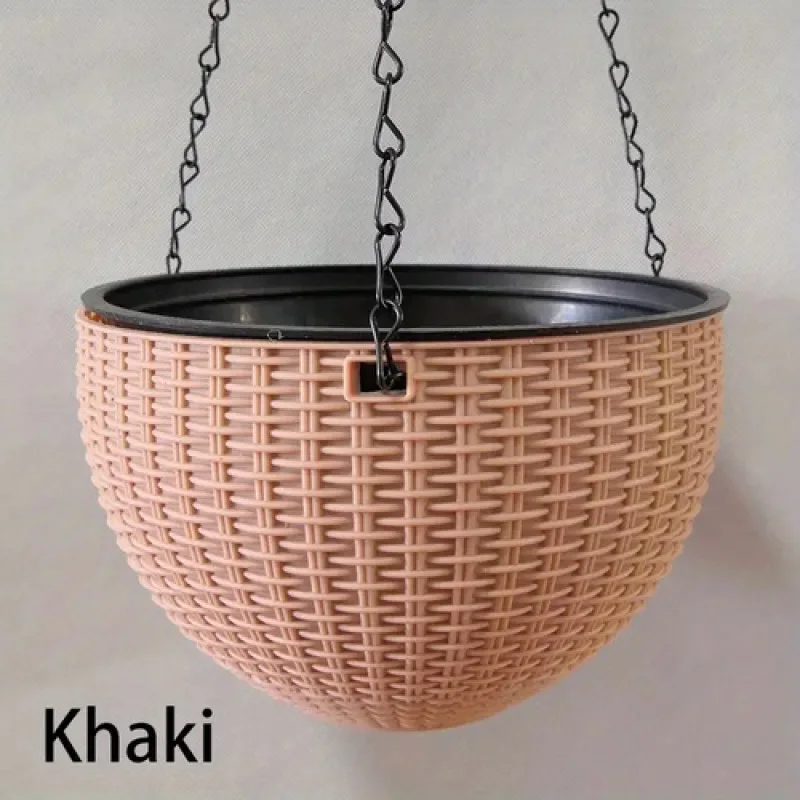 11 Colors Imitation Rattan Braid Resin Hanging Flower Pots Indoor Outdoor Plant Basket Garden Balcony Planter Bucket Home Decor