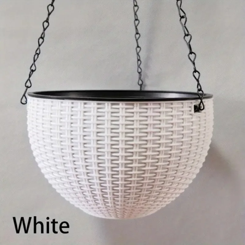 11 Colors Imitation Rattan Braid Resin Hanging Flower Pots Indoor Outdoor Plant Basket Garden Balcony Planter Bucket Home Decor