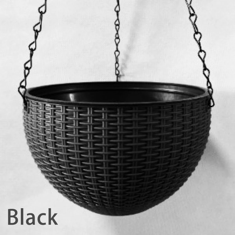11 Colors Imitation Rattan Braid Resin Hanging Flower Pots Indoor Outdoor Plant Basket Garden Balcony Planter Bucket Home Decor