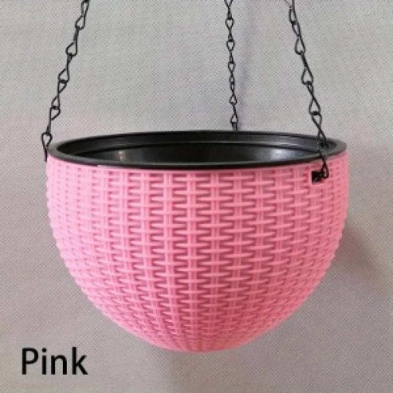11 Colors Imitation Rattan Braid Resin Hanging Flower Pots Indoor Outdoor Plant Basket Garden Balcony Planter Bucket Home Decor