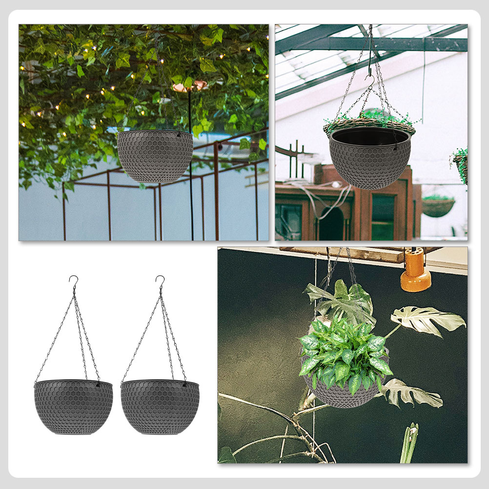 2 Sets Hanging Basket Type Flowerpot Garden Plastic Pots Outdoors Planter Chain Plants Metal Container Large Hanging Flower Pot 2 Sets Hanging Basket Type Flowerpot Garden Plastic Pots Outdoors Planter Chain Plants Metal Container Large Hanging Flower Pot