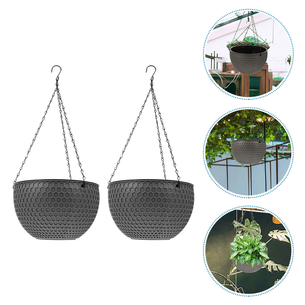 2 Sets Hanging Basket Type Flowerpot Garden Plastic Pots Outdoors Planter Chain Plants Metal Container Large Hanging Flower Pot 2 Sets Hanging Basket Type Flowerpot Garden Plastic Pots Outdoors Planter Chain Plants Metal Container Large Hanging Flower Pot