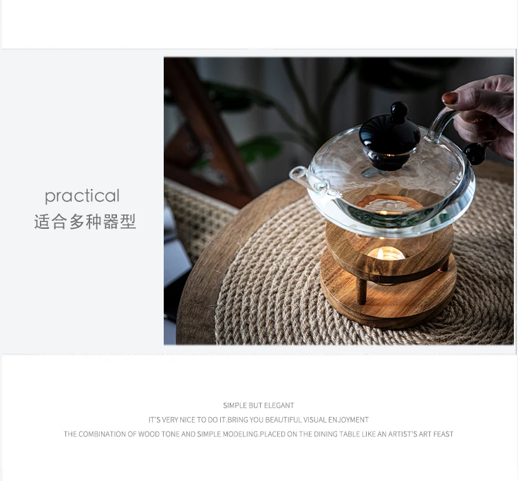 Vintage Round Wooden Teapot Trivets Creative Candle Holder Kung Fu Tea Set Accessories Tea Stove Coffee Milk Heating Warmer Base