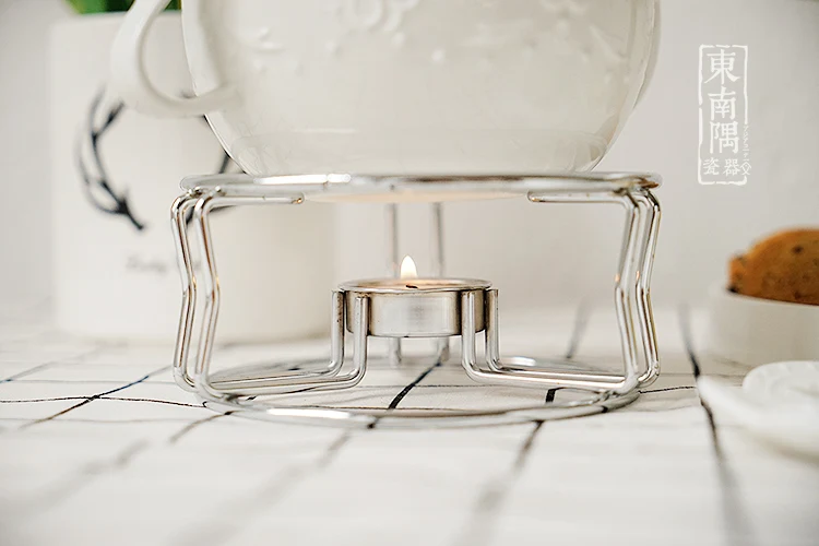 Creative Stainless Steel Candle Holder Teapot Tea Set Heating Warmer Base Coffee Milk Candle Tea Stove Tea Warmer Accessories