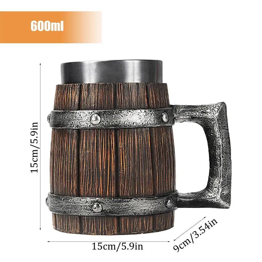Large Viking Beer Mug Wooden Beer Tankard Cup Viking Coffee Cool Mug Whiskey Barrel Cup Antique Barrel for Party Decoration