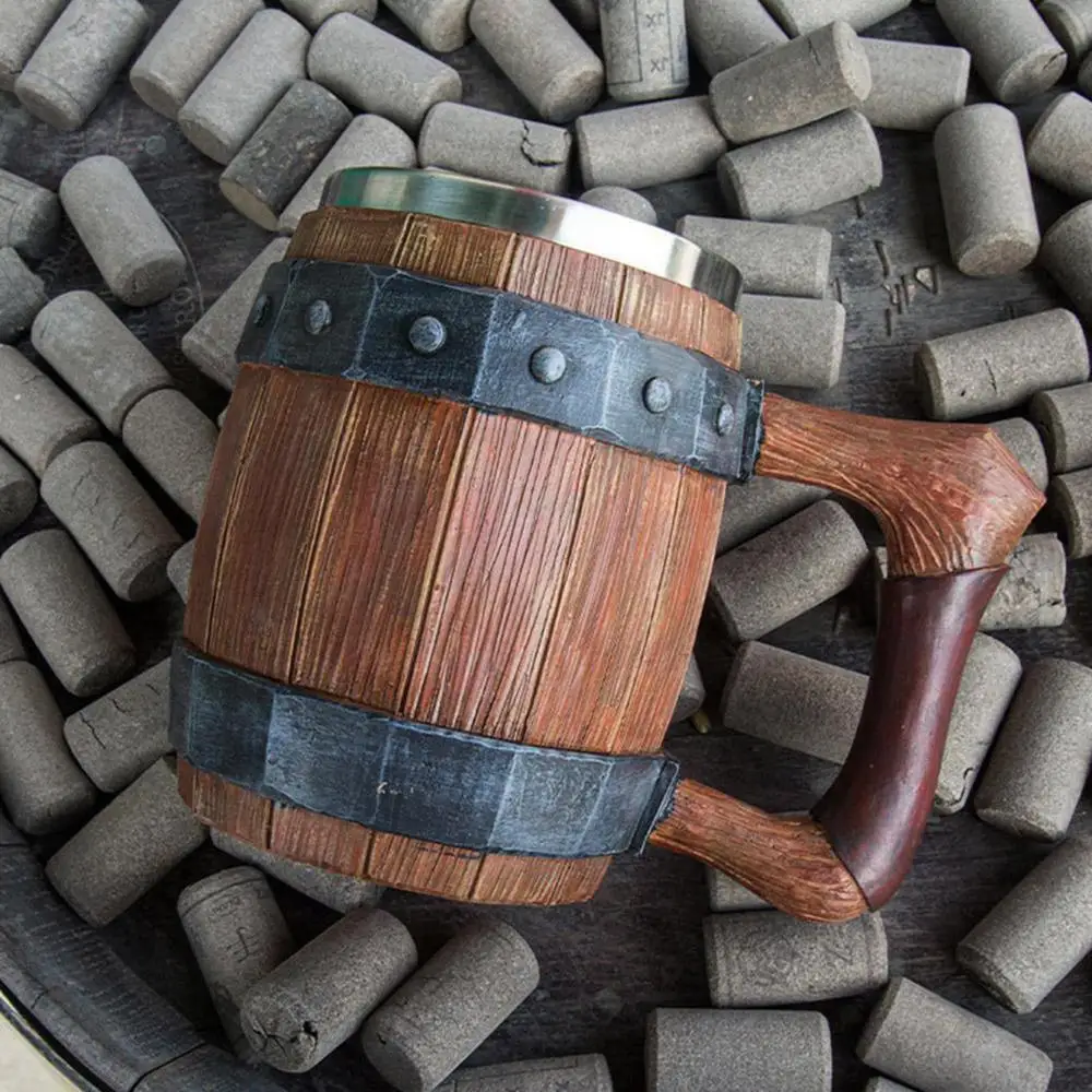 Viking Drinking German large wooden barrel beer mug Stainless Steel Barrel Beer Cup wine water glass large capacity