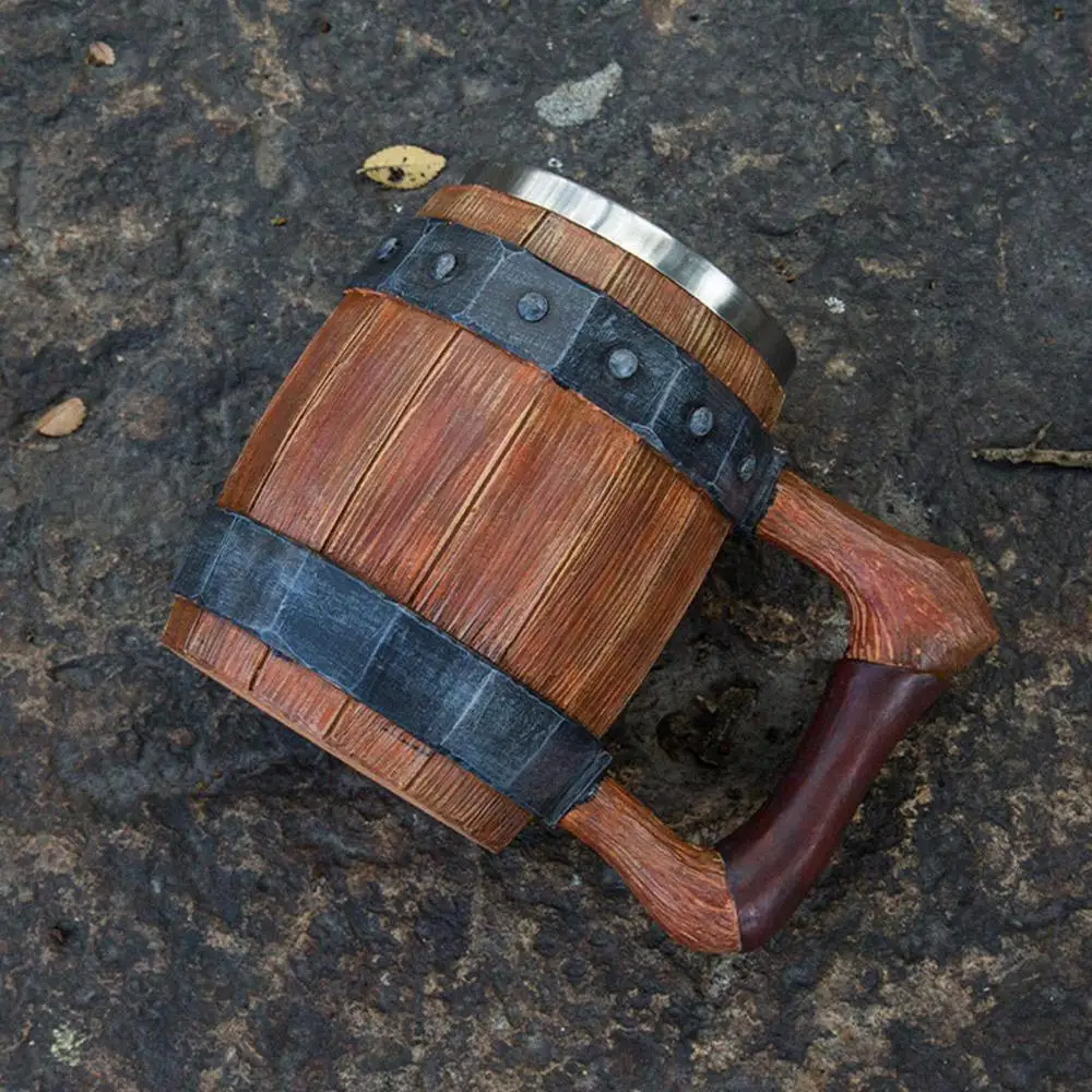 Viking Drinking German large wooden barrel beer mug Stainless Steel Barrel Beer Cup wine water glass large capacity